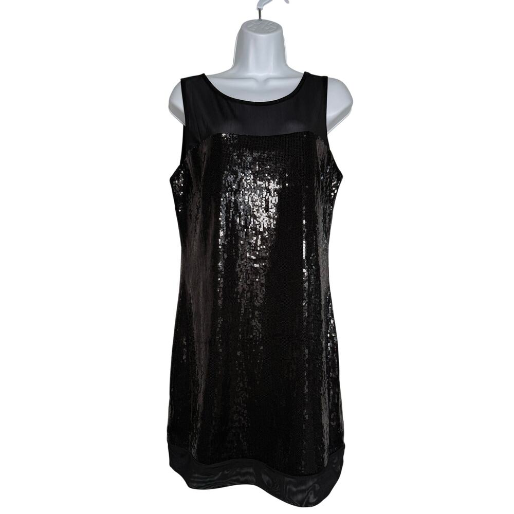 The Limited Dress Black Cocktail Sleeveless Sequins Size MEDIUM Mesh Top and Hem